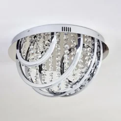 hofstein Plafonnier Toirano LED Chrome, Scintillant, Argenté, Blanc, 2 lumières, Télécommandes, Changeur de couleurs