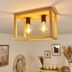 Style Boho-Chic-hofstein Plafonnier Torreglia Brun, Noir, 2 lumières