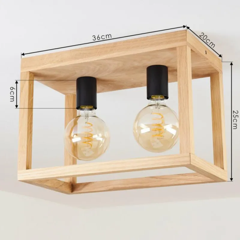 Style Boho-Chic-hofstein Plafonnier Torreglia Brun, Noir, 2 lumières