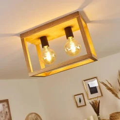 Style Boho-Chic-hofstein Plafonnier Torreglia Brun, Noir, 2 lumières