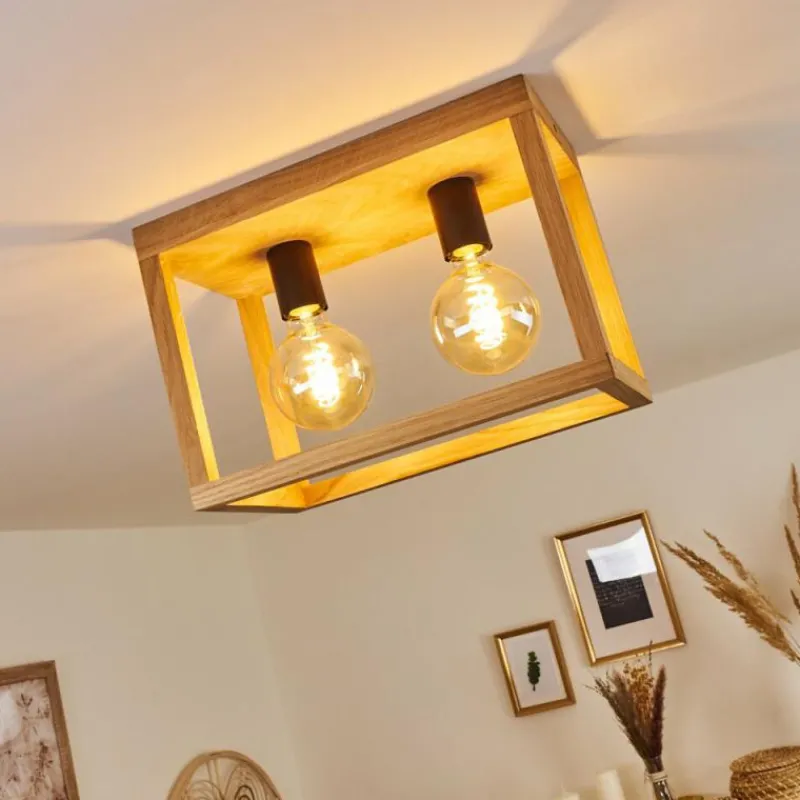 Style Boho-Chic-hofstein Plafonnier Torreglia Brun, Noir, 2 lumières