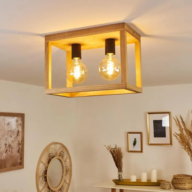 Style Boho-Chic-hofstein Plafonnier Torreglia Brun, Noir, 2 lumières