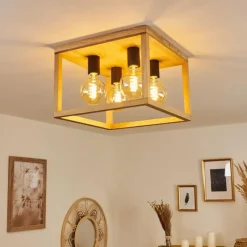 Luminaires Scandinaves-hofstein Plafonnier Torreglia Brun, Noir, 4 lumières