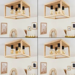 Luminaires Scandinaves-hofstein Plafonnier Torreglia Brun, Noir, 4 lumières