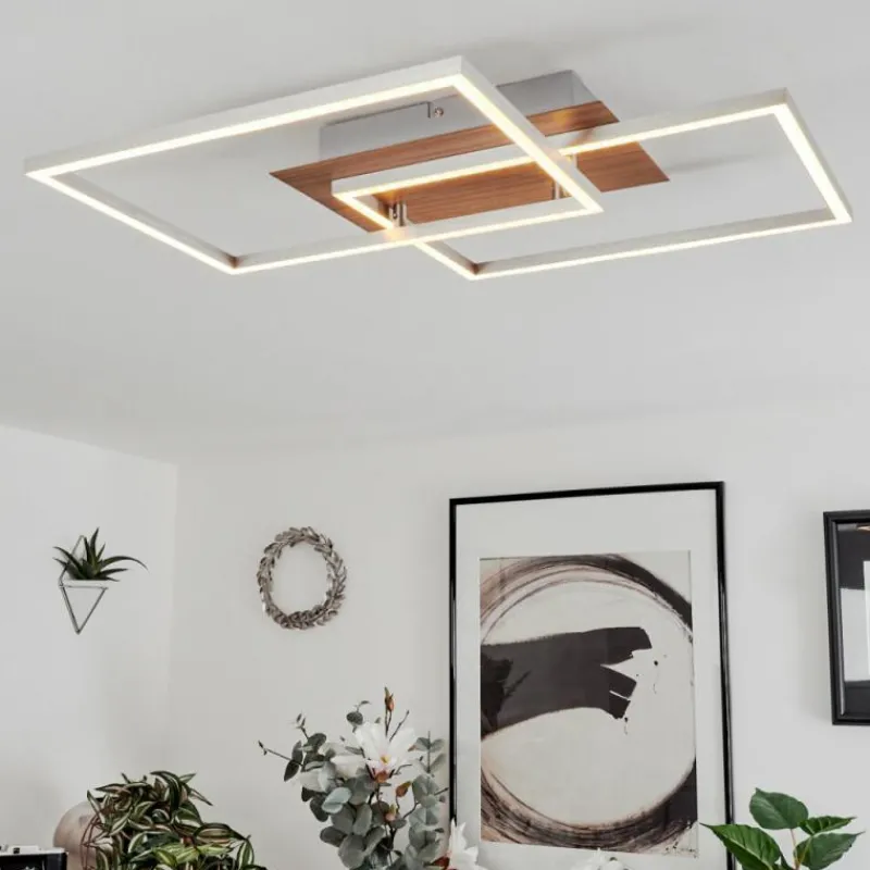 hofstein Plafonnier Torres LED Nickel mat, 2 lumières, Télécommandes