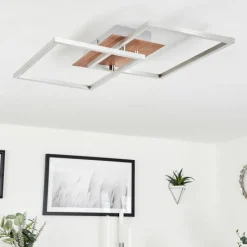 hofstein Plafonnier Torres LED Nickel mat, 2 lumières, Télécommandes