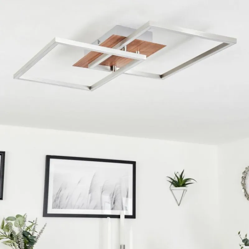 hofstein Plafonnier Torres LED Nickel mat, 2 lumières, Télécommandes