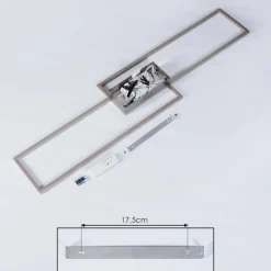 hofstein Plafonnier Torresella LED Nickel mat, 2 lumières, Télécommandes