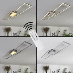 hofstein Plafonnier Torresella LED Nickel mat, 2 lumières, Télécommandes