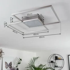 hofstein Plafonnier Torresella LED Nickel mat, 2 lumières, Télécommandes