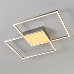 hofstein Plafonnier Torresella LED Nickel mat, 2 lumières, Télécommandes