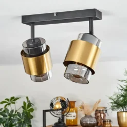 Suspension Verre Fumé-hofstein Plafonnier Traak Noir, 2 lumières