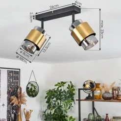 Suspension Verre Fumé-hofstein Plafonnier Traak Noir, 2 lumières