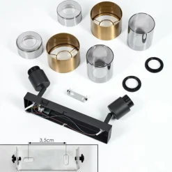 Suspension Verre Fumé-hofstein Plafonnier Traak Noir, 2 lumières