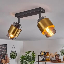 Suspension Verre Fumé-hofstein Plafonnier Traak Noir, 2 lumières