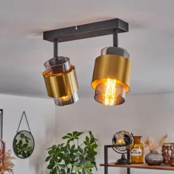 Suspension Verre Fumé-hofstein Plafonnier Traak Noir, 2 lumières