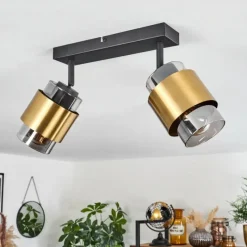 Suspension Verre Fumé-hofstein Plafonnier Traak Noir, 2 lumières