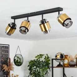 Suspension Verre Fumé-hofstein Plafonnier Traak Noir, 4 lumières