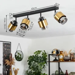 Suspension Verre Fumé-hofstein Plafonnier Traak Noir, 4 lumières