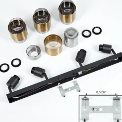 Suspension Verre Fumé-hofstein Plafonnier Traak Noir, 4 lumières