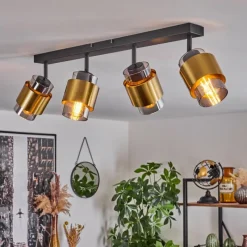 Suspension Verre Fumé-hofstein Plafonnier Traak Noir, 4 lumières