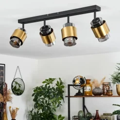 Suspension Verre Fumé-hofstein Plafonnier Traak Noir, 4 lumières