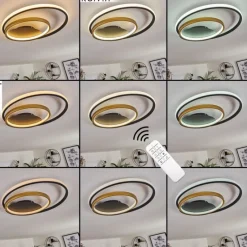 Lampes Dorées-hofstein Plafonnier Trapani LED Or, Noir, 1 lumière, Télécommandes, Changeur de couleurs