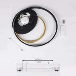 Lampes Dorées-hofstein Plafonnier Trapani LED Or, Noir, 1 lumière, Télécommandes, Changeur de couleurs
