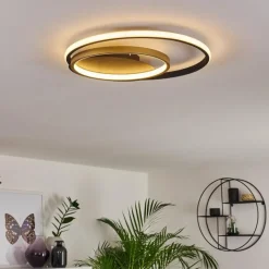 Lampes Dorées-hofstein Plafonnier Trapani LED Or, Noir, 1 lumière, Télécommandes, Changeur de couleurs