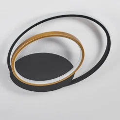 Lampes Dorées-hofstein Plafonnier Trapani LED Or, Noir, 1 lumière, Télécommandes, Changeur de couleurs