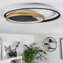 Lampes Dorées-hofstein Plafonnier Trapani LED Or, Noir, 1 lumière, Télécommandes, Changeur de couleurs