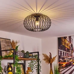 Lampes Vintages & Rétros-hofstein Plafonnier Trapichera Noir, 1 lumière