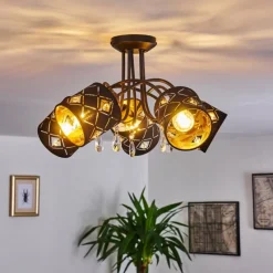 Lampes En Tissu-hofstein Plafonnier Trasancos Noir, 5 lumières