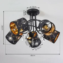 Lampes En Tissu-hofstein Plafonnier Trasancos Noir, 5 lumières
