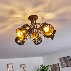 Lampes En Tissu-hofstein Plafonnier Trasancos Noir, 5 lumières