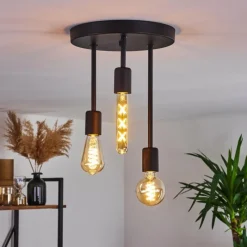 Lampes Vintages & Rétros-hofstein Plafonnier Travesias Noir, 3 lumières