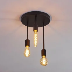 Lampes Vintages & Rétros-hofstein Plafonnier Travesias Noir, 3 lumières