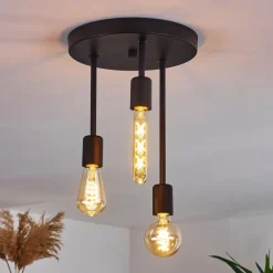 Lampes Vintages & Rétros-hofstein Plafonnier Travesias Noir, 3 lumières