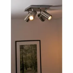 Luminaires Trio Plafonnier Trio 8024 Acier inoxydable, Nickel mat, 4 lumières* Spots Et Projecteurs