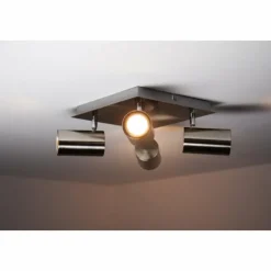 Luminaires Trio Plafonnier Trio 8024 Acier inoxydable, Nickel mat, 4 lumières* Spots Et Projecteurs