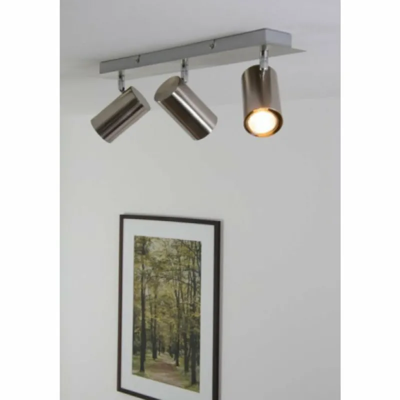 Luminaires Trio Plafonnier Trio 8024 Acier inoxydable, Nickel mat, 3 lumières* Spots Et Projecteurs