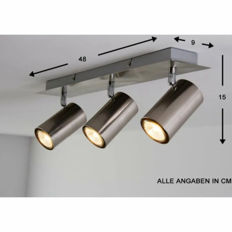 Luminaires Trio Plafonnier Trio 8024 Acier inoxydable, Nickel mat, 3 lumières* Spots Et Projecteurs