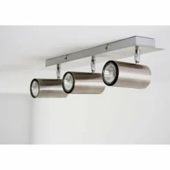 Luminaires Trio Plafonnier Trio 8024 Acier inoxydable, Nickel mat, 3 lumières* Spots Et Projecteurs