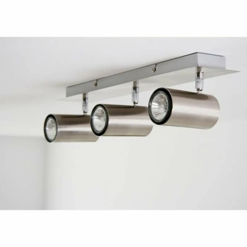 Luminaires Trio Plafonnier Trio 8024 Acier inoxydable, Nickel mat, 3 lumières* Spots Et Projecteurs