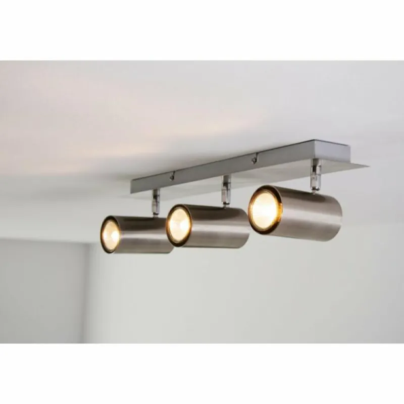 Luminaires Trio Plafonnier Trio 8024 Acier inoxydable, Nickel mat, 3 lumières* Spots Et Projecteurs
