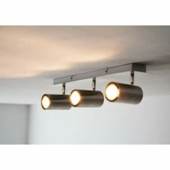 Luminaires Trio Plafonnier Trio 8024 Acier inoxydable, Nickel mat, 3 lumières* Spots Et Projecteurs