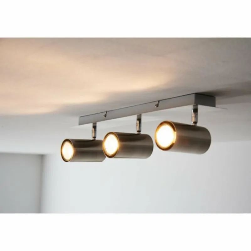 Luminaires Trio Plafonnier Trio 8024 Acier inoxydable, Nickel mat, 3 lumières* Spots Et Projecteurs