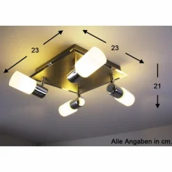 Luminaires Trio Plafonnier Trio 8214 LED Aluminium, Chrome, Acier inoxydable, 4 lumières