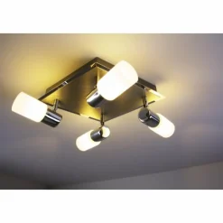 Luminaires Trio Plafonnier Trio 8214 LED Aluminium, Chrome, Acier inoxydable, 4 lumières