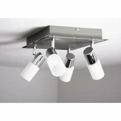 Luminaires Trio Plafonnier Trio 8214 LED Aluminium, Chrome, Acier inoxydable, 4 lumières